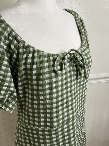 MADEWELL grünes kariertes Midikleid mit Gingham-Muster Cottagecore Damen Größe M - Bild 3 von 8