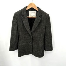 ANTHROPOLOGIE Cartonnier Grey Charcoal Marled Single Button Blazer // S