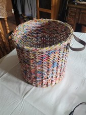 Handmade Recycled high gloss paper wicker type weave basket new