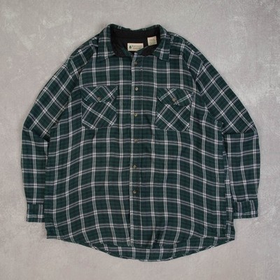 Vintage 90er Kariertes Woll Style Hemd XL Made in Hong Kong Herren Grün Kariert