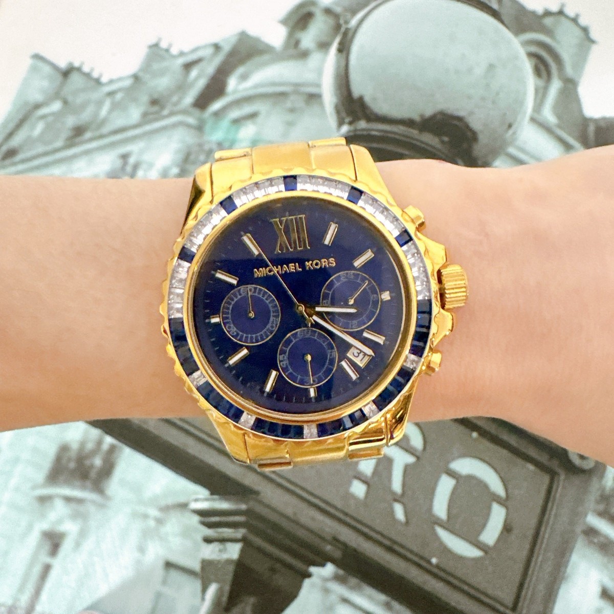 Michael Kors MK6971 Oversized Everest Pavé Gold-Tone Watch | eBay