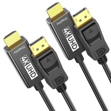 4K Displayport to HDMI Cable 6ft 2 Pack DP HDMI Cord 4K 30Hz 2K 120Hz HDR