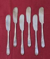 Wm Rogers Mary Lou-Devonshire Silverplate 1938 - 6 Butter Spreader Knives 6-1/8"