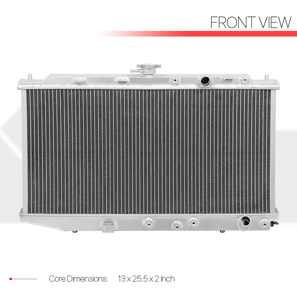 Radiador de refrigeración de rendimiento de aluminio de 2 filas para 88-91 Honda Civic/CRX manual MT Foto 3 de 4