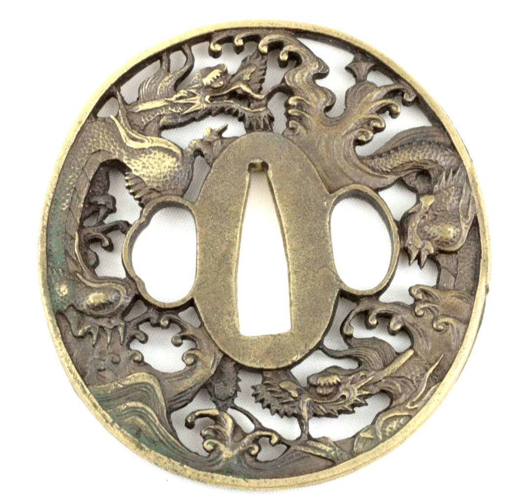 黄铜古董日本刀镡| eBay