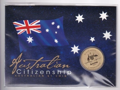 AUSTRALIAN: 2021 $1 AUSTRALIAN CITIZENSHIP COIN ON CARD  #M4131