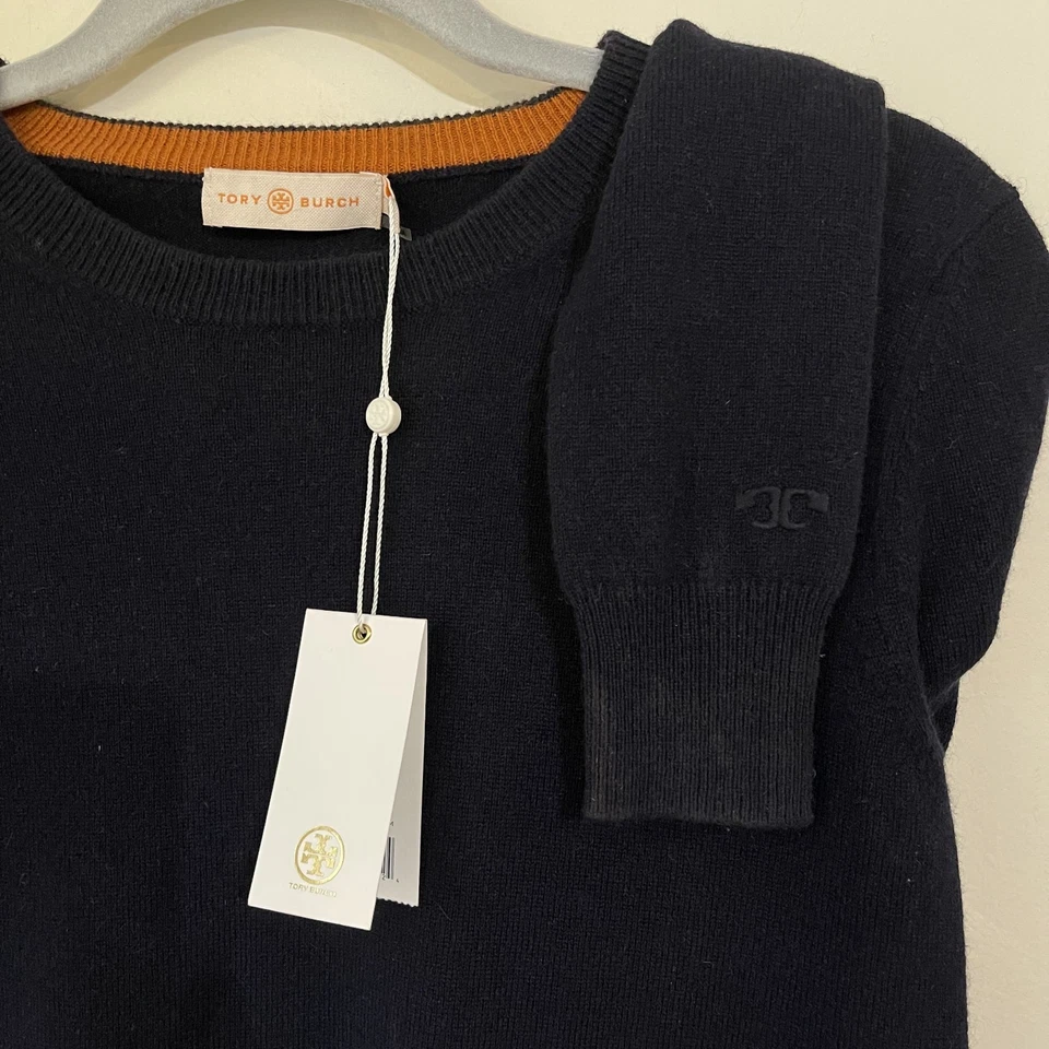 Suéter Tory Burch 100 % cachemir para mujer XS azul marino  Foto 3 de 4