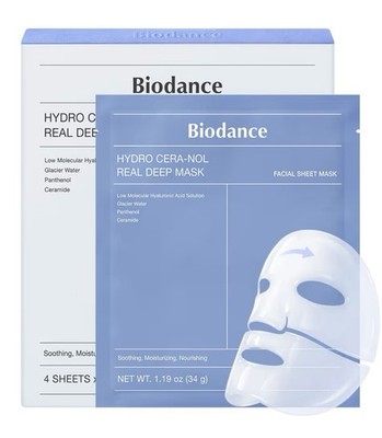4x BIODANCE Hydro Cera-nol Real Deep Maske, Overnight Hydrogel Maske, beruhigend