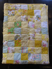 Handmade Prayer Quilt, Baby Blanket, Patchwork, Yellow Tones, 42  X 54  NEW