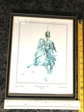Hanoverian Hussar  Military Uniform Print. quality framed excellent condition.
