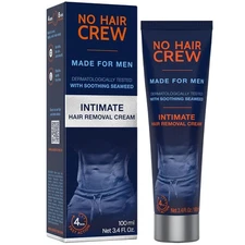No Hair Crew Intimate/Private At Home Hair Removal Cream for Men - Painless, Fla