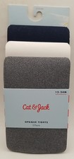 NEW Cat  Jack Opaque Tights 3 Pairs 12-24 months Gray, White, Dark Blue