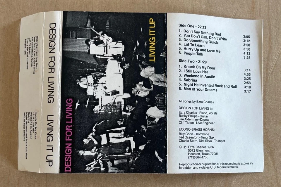 DESIGN FOR LIVING Living It Up (1986) Ezra Charles Jazz Texas Blues Cassette - Image 4 of 4