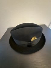 Vintage Stetson The Ivy League Black Felt Fedora Trilby Hat Size 7 1/8 w/ Box