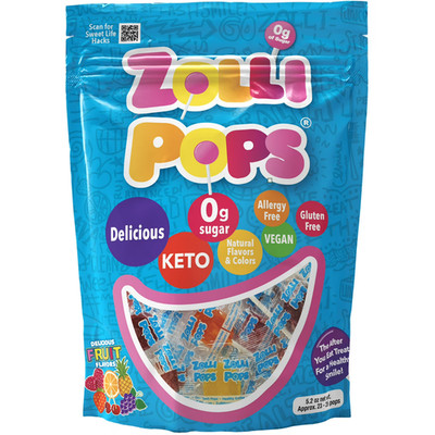 ZOLLIPOPS Lollipops Sugar Free Candy with Natural Fruit Flavor 5.2 oz