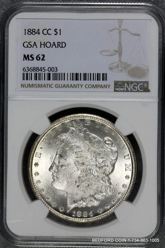 NGC MS62 GSA HOARD 1884-CC MORGAN SILVER DOLLAR $1  (BC03)