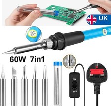 60W  Electronics Welding Solder Irons Tool Adjustable Temp Soldering Iron Kit UK