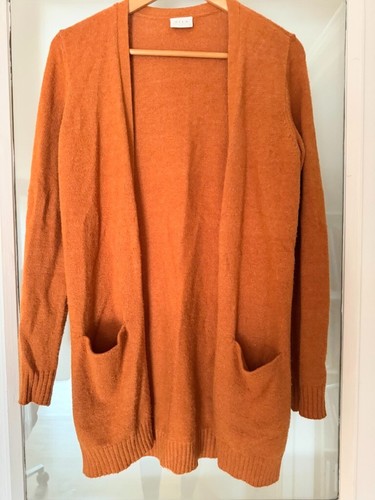 Vila Burnt Orange Super Soft Long Knitted Cardigan XS UK8-10 EU36-38 US4-6 - Picture 2 of 6