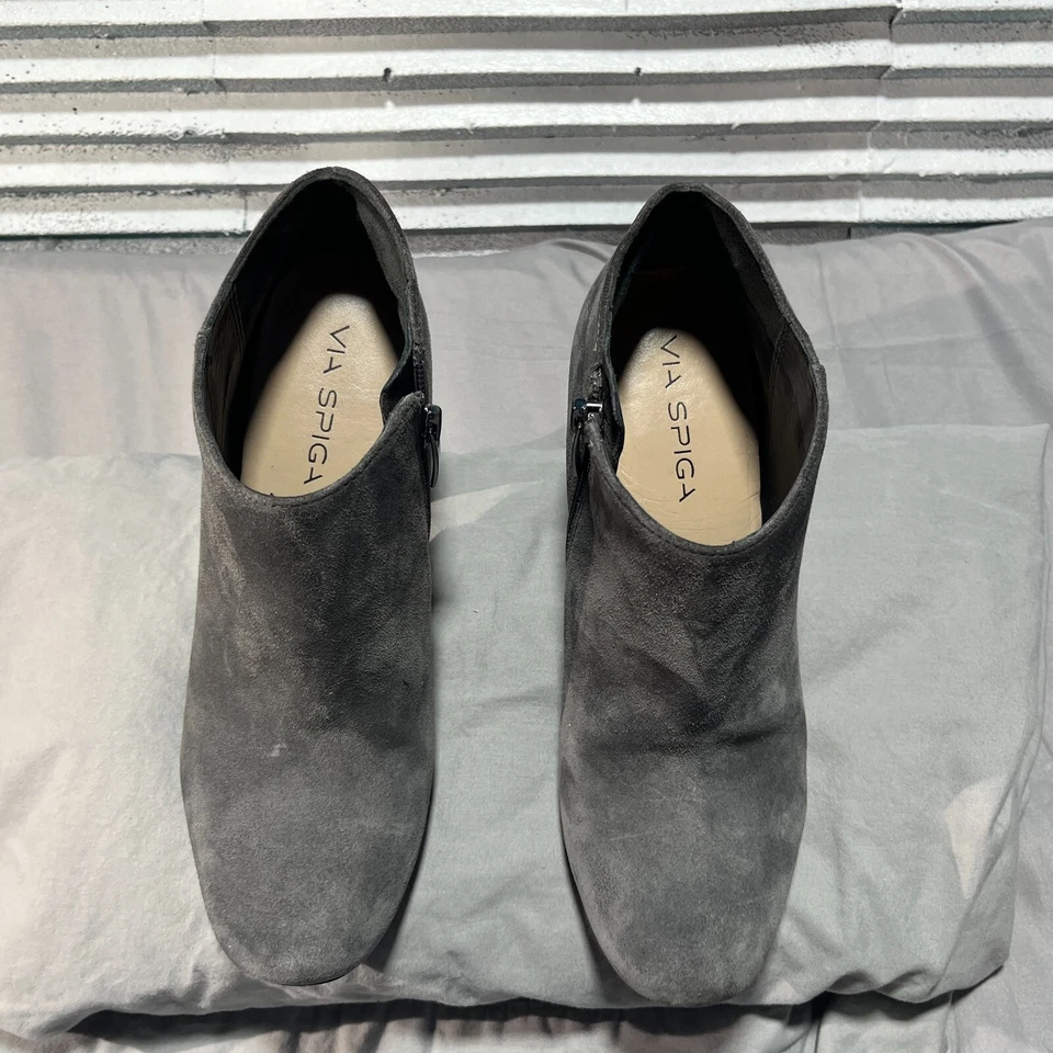 Via Spiga серый замшевый ботинок лодыжки загрузки молнии стороны блок каблук женщин размер 7 - Изображение 3 из 4