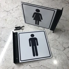 Men and Women's restroom projecting sign bundle, 6" x 6" corridor  2-pack