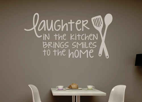 Laughter in the Kitchen Brings Smiles Vinyl Stickers Wall Decals Quote NEW 23x12 - Picture 3 of 8