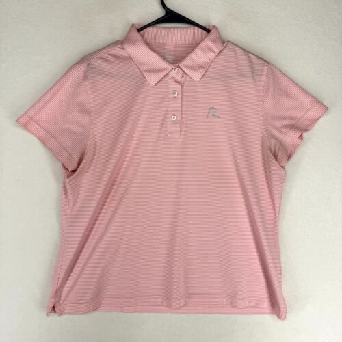 Rhoback Womens Moisture Wicking Athletic Performance Polo White and Pink Size XL