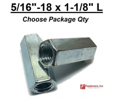 5/16"-18 x W1/2" x L 1-1/8" Coarse Grade A Hex Threaded Rod Coupling Nut Zinc