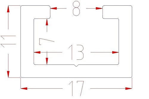 4er Set 1m Aluminium CProfil, Alu C Profil, 17x11mm, passend für M8 Schraube - Bild 2 von 4
