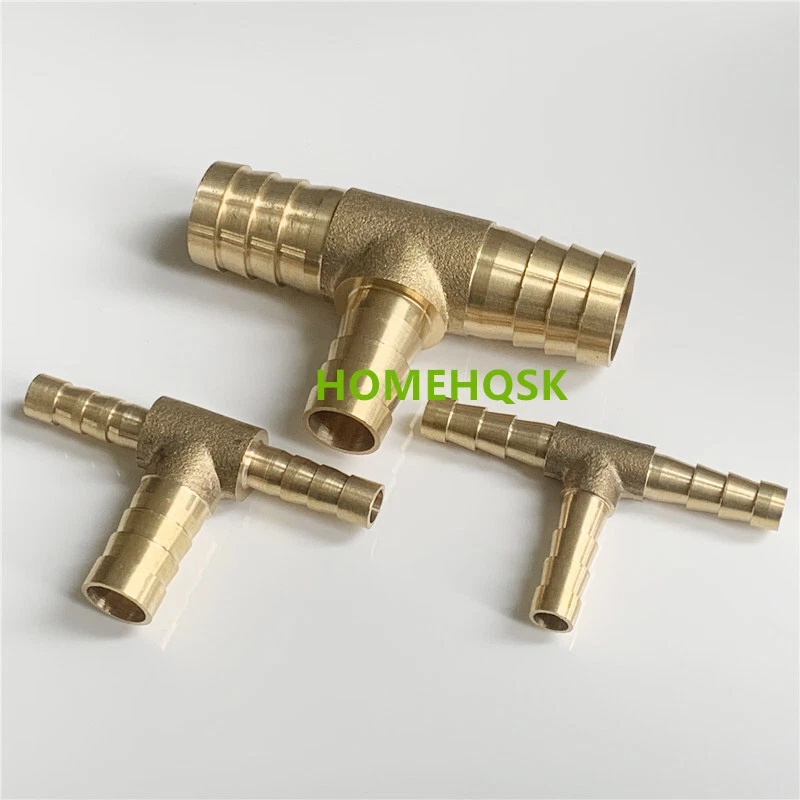 Three Way Brass T Joiner Tee 3 WAY Pipe Hosetail Reducer Connector Fitting Fuel