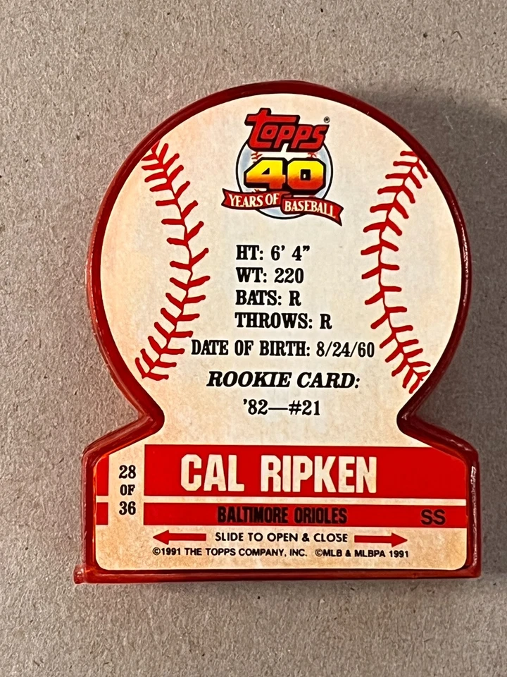 1991 Topps Stand Up Candy Collectible  Cal Ripken  Baltimore Orioles - Image 3 of 3
