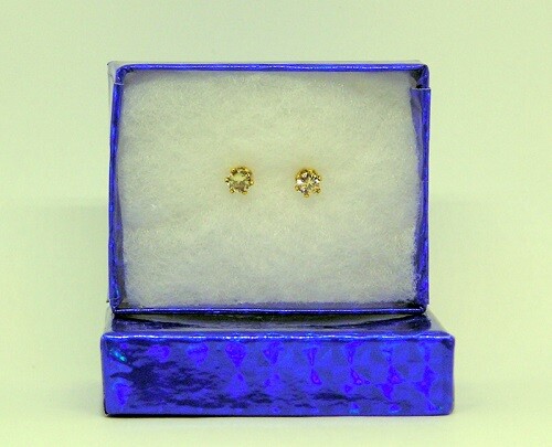 Set orecchini zirconi champagne in 14kt YGF, brillantezza e fuoco, tondi da 3,9 mm - Foto 1 di 10