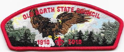 Old North State Council Strip 2010 100th Ann. Red Bdr CSP SAP Boy Scouts BSA