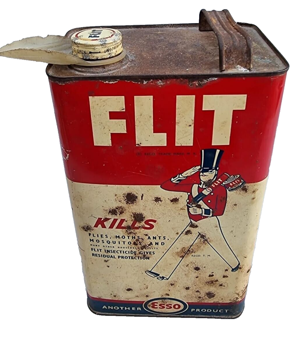 Original Vintage Old Antique Very Rare ESSO FLIT Oil Adv Litho