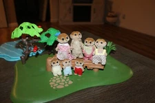 Sylvanian Families  calico critter MEERKAT FAMILY AND TRIPLETS EUC