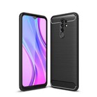 Etui na telefon komórkowy Ochrona Case do Xiaomi Redmi 9 Cover Bumper Wygląd włókna węglowego Czarne