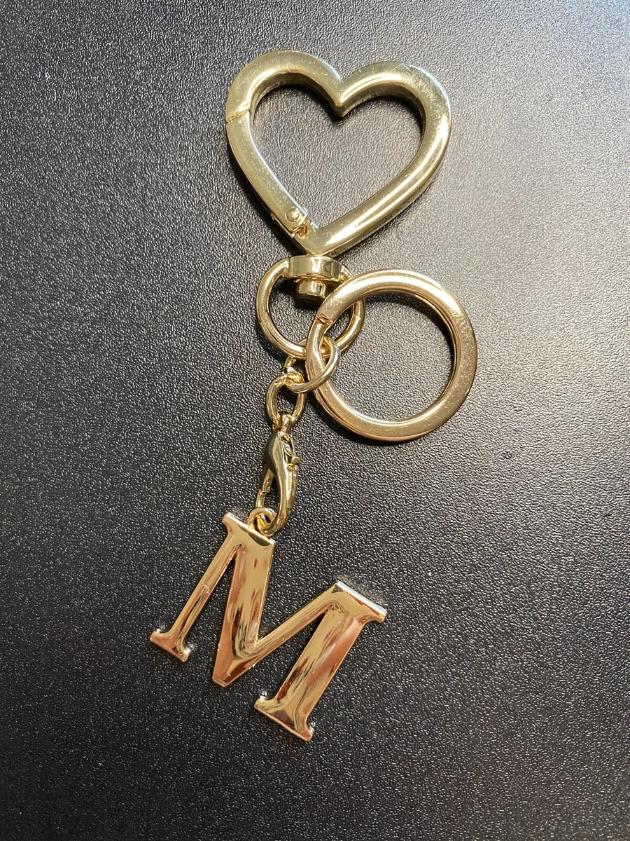 Letter M Gold Color Initial Heart Love Metal Keychain Key Chain Ring NEW