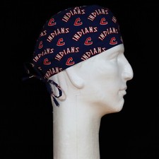 Cleveland Indians Logo All Over on Navy Blue Theme Scrub Hat