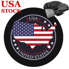 All Weather 16 INCH Spare Tire Cover USA Flap USA Map Leather 9.5R16.5 SUV Truck