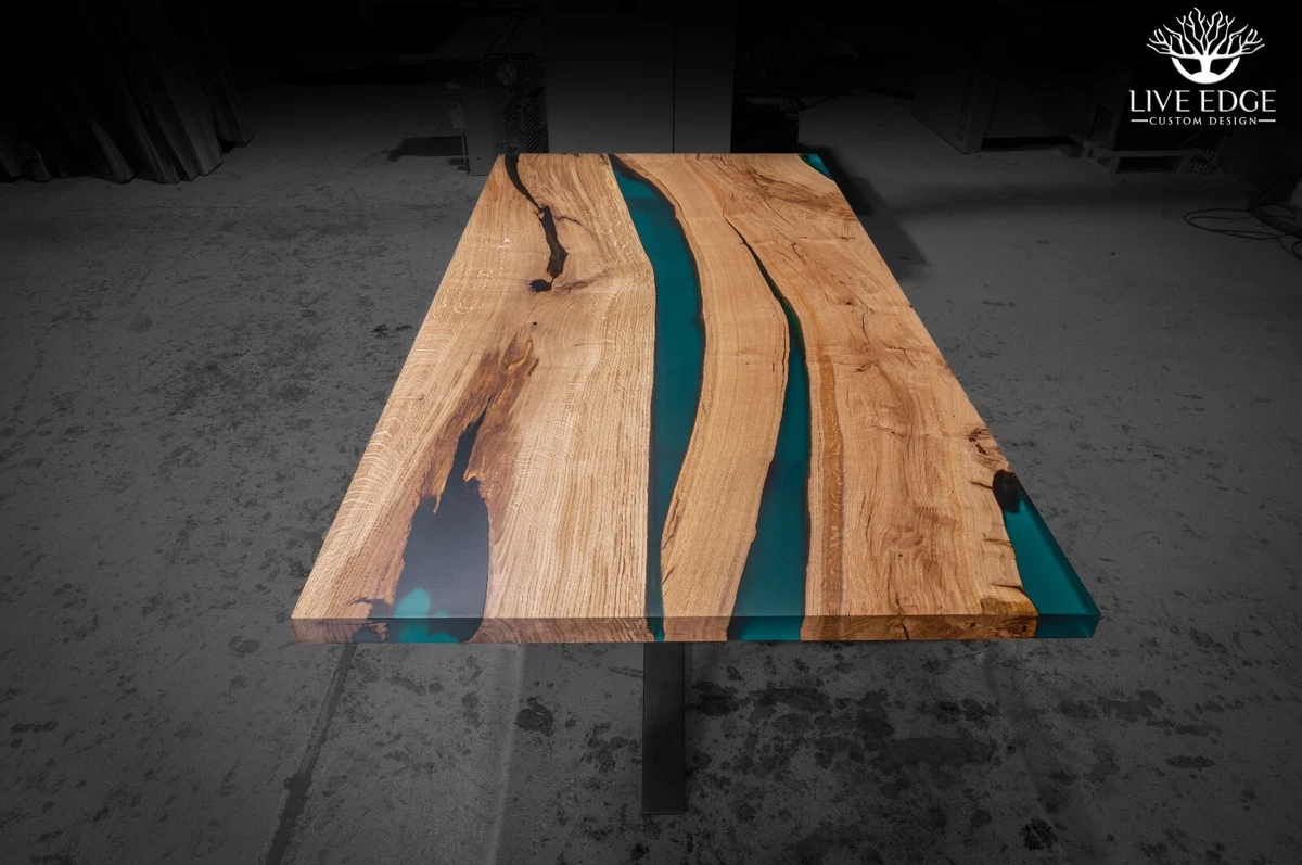 Bespoke Epoxy Resin River Dining Tables Furniture Walnut Oak Elm
