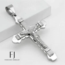 Men's Stainless Steel,JESUS CROSS 93mm Large Pendant.High Polish Box