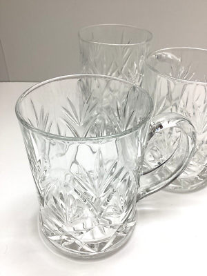Vtg Lot of 3 Anchor Hocking Clear Glass Cups Pineapple Design Mugs 4 inch  12oz | eBay