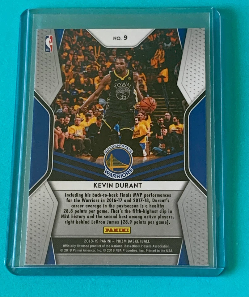 Kevin Durant 2018-19 Panini Prizm Dominance Base #9 Warriors NBA Great G - Image 3 of 4