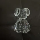 Vintage Murano Clear Glass Big Eye Owl Figurine Paperweight w/Air Bubbles 3-4”