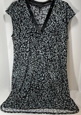 Banana Republic Black Faux Leather Trim Sleeveless Shift Dress Women's Medium