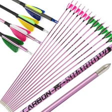 31" Pure Carbon Arrow SP400-1000 Shaft ID4.2mm Feather Recurve Bow Shooting Hunt