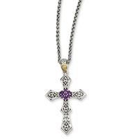 Sterling Silver 14k Yellow Gold Amethyst Vintage Style Necklace/met Wt-4.28g on sale Sterling Silver 14k Yellow Gold Amethyst Vintage Style Necklace/met Wt-4.28g on sale