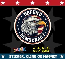 Defend Democracy Vinyl Bumper Sticker, Window Cling, Bumper Sticker Magnet