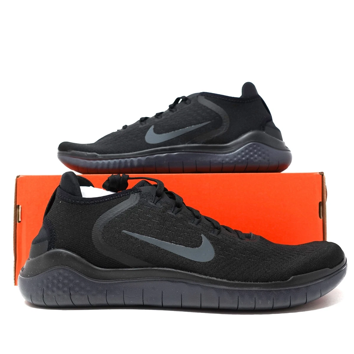 Nike Free RN 2018 Mens Lightweight Running Shoes Triple Black 942836 002 New