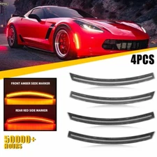 LED Front Rear Bumper Side Marker Lights Indicator For 14-19 Chevy Corvette C7 C