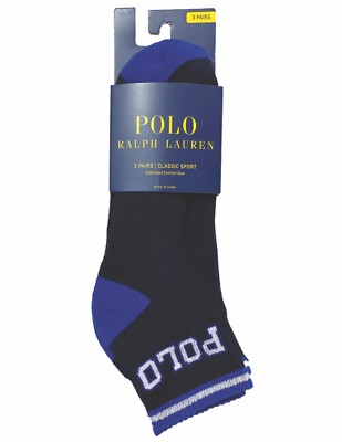 Ralph Lauren - 3 Pack Classic Sport Socks - Quarter Cut - Cushioned Comfort Sole